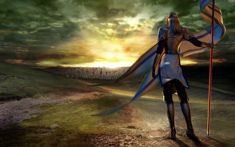 Knight Holding a Banner — Green