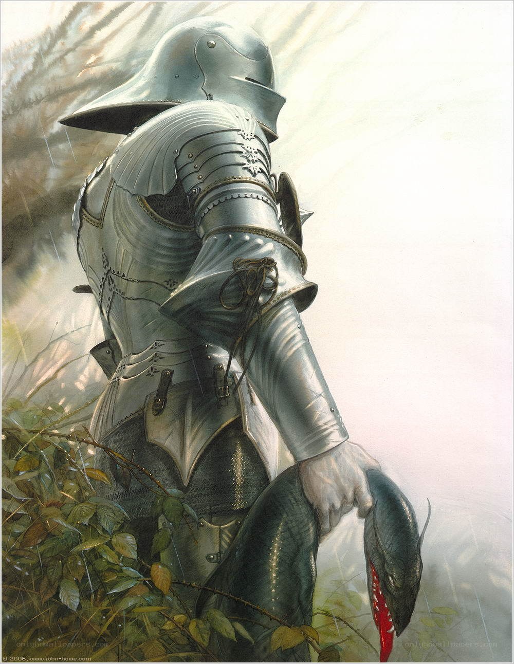 Knight holding a serpent