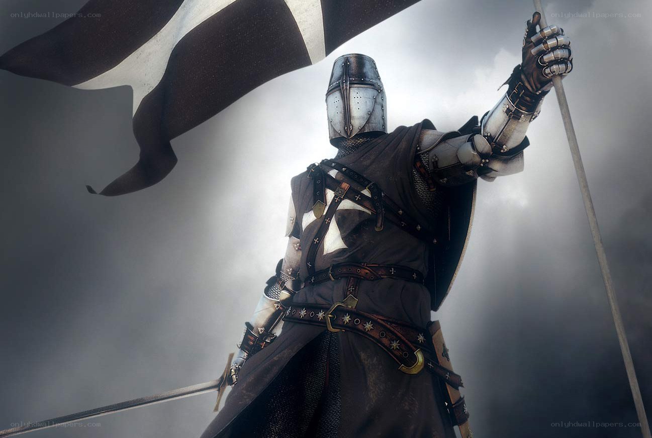 Knight holding flag