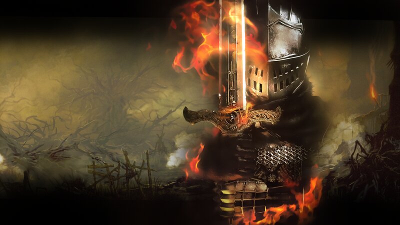 Knight Holding Flaming Sword