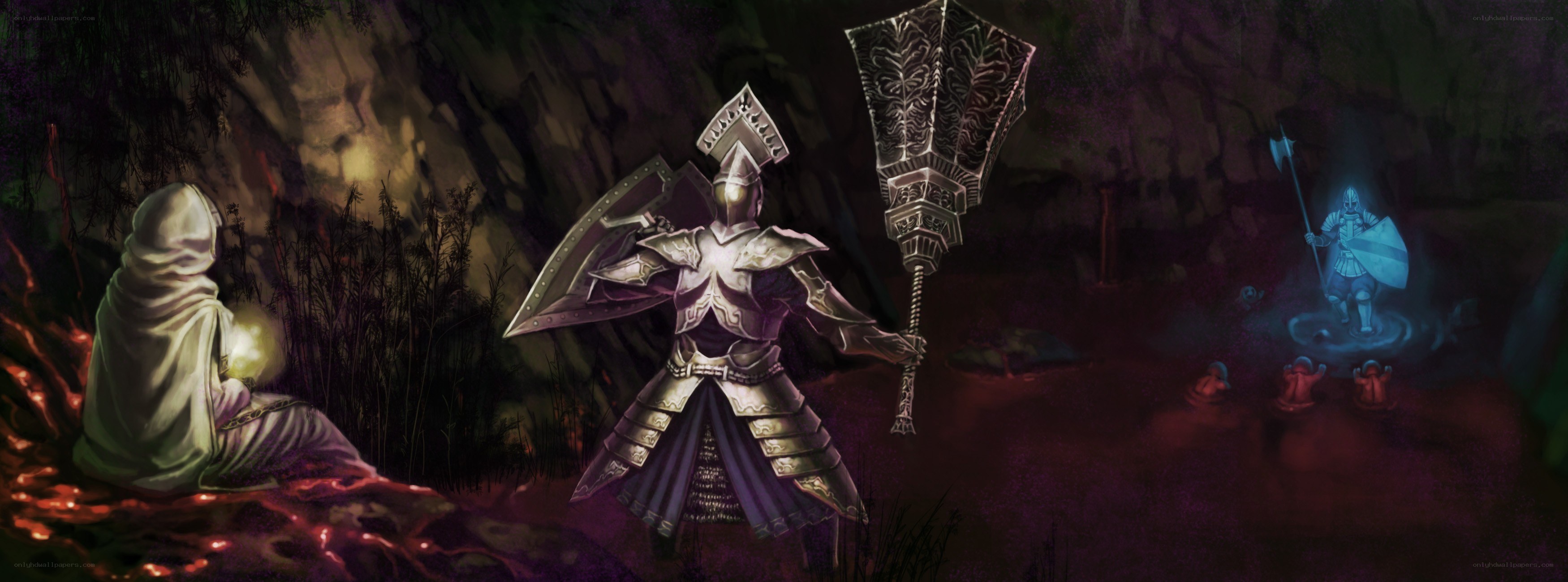 Knight in a dark cave