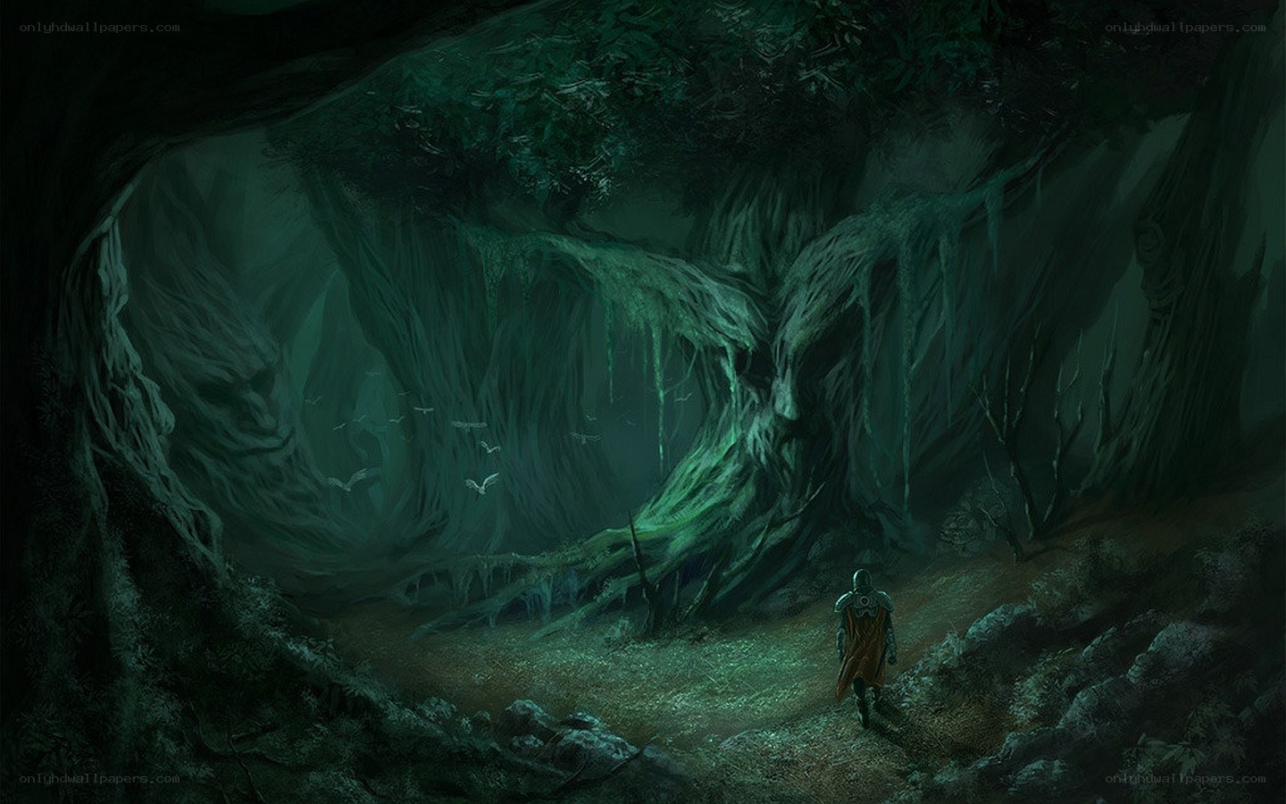 Knight in a dark forest
