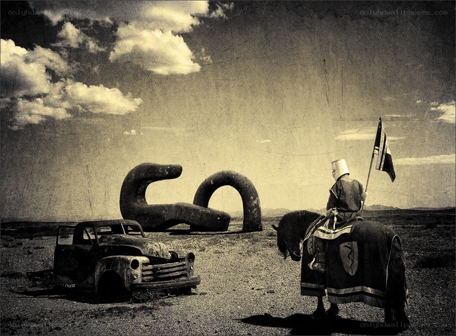 Knight in a desert landscape