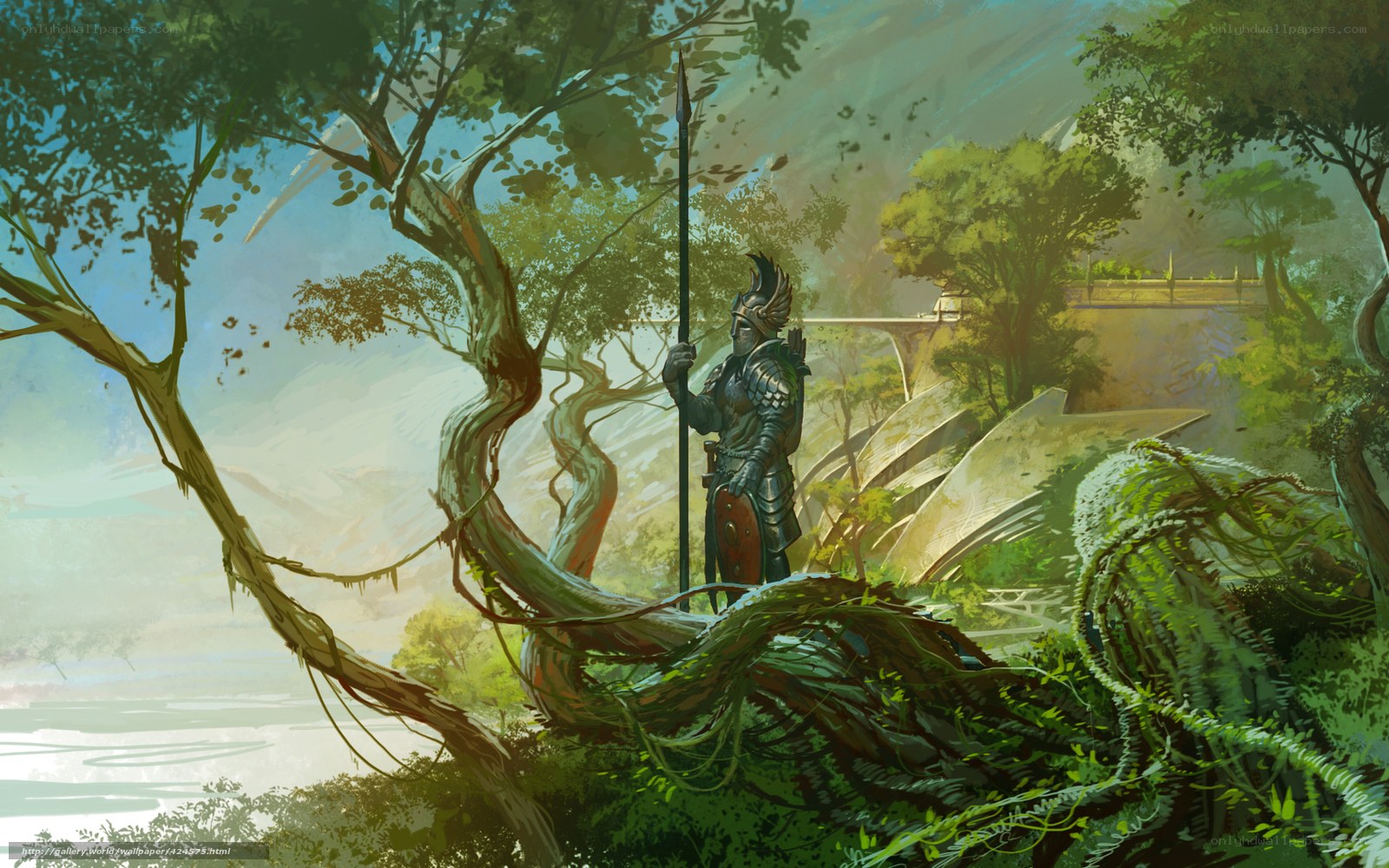 Knight in a lush forest
