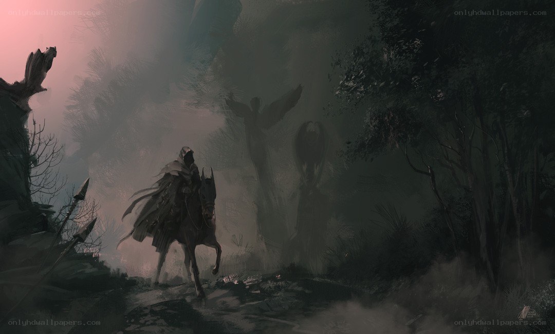Knight in a misty forest
