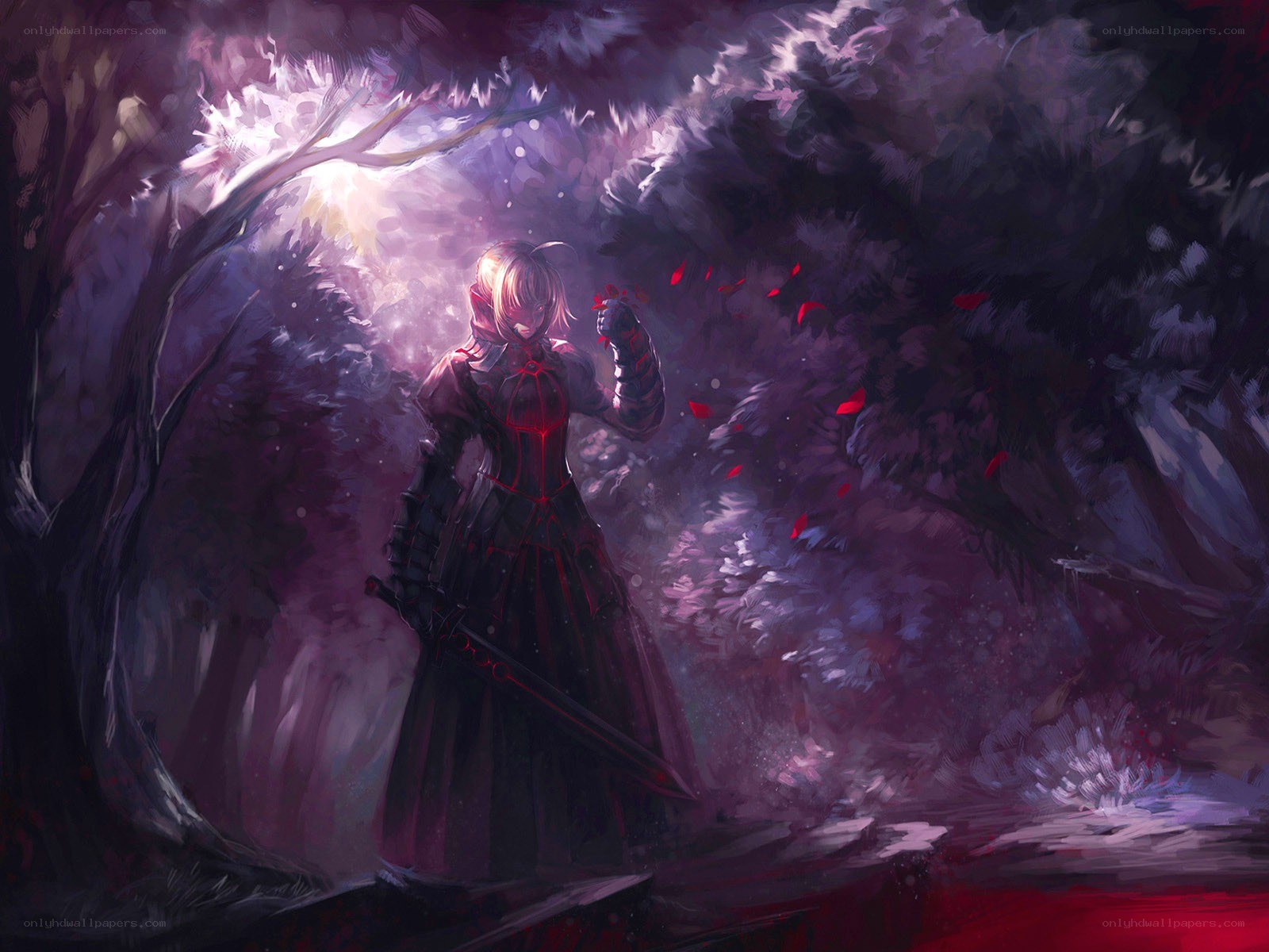 Knight in a purple forest