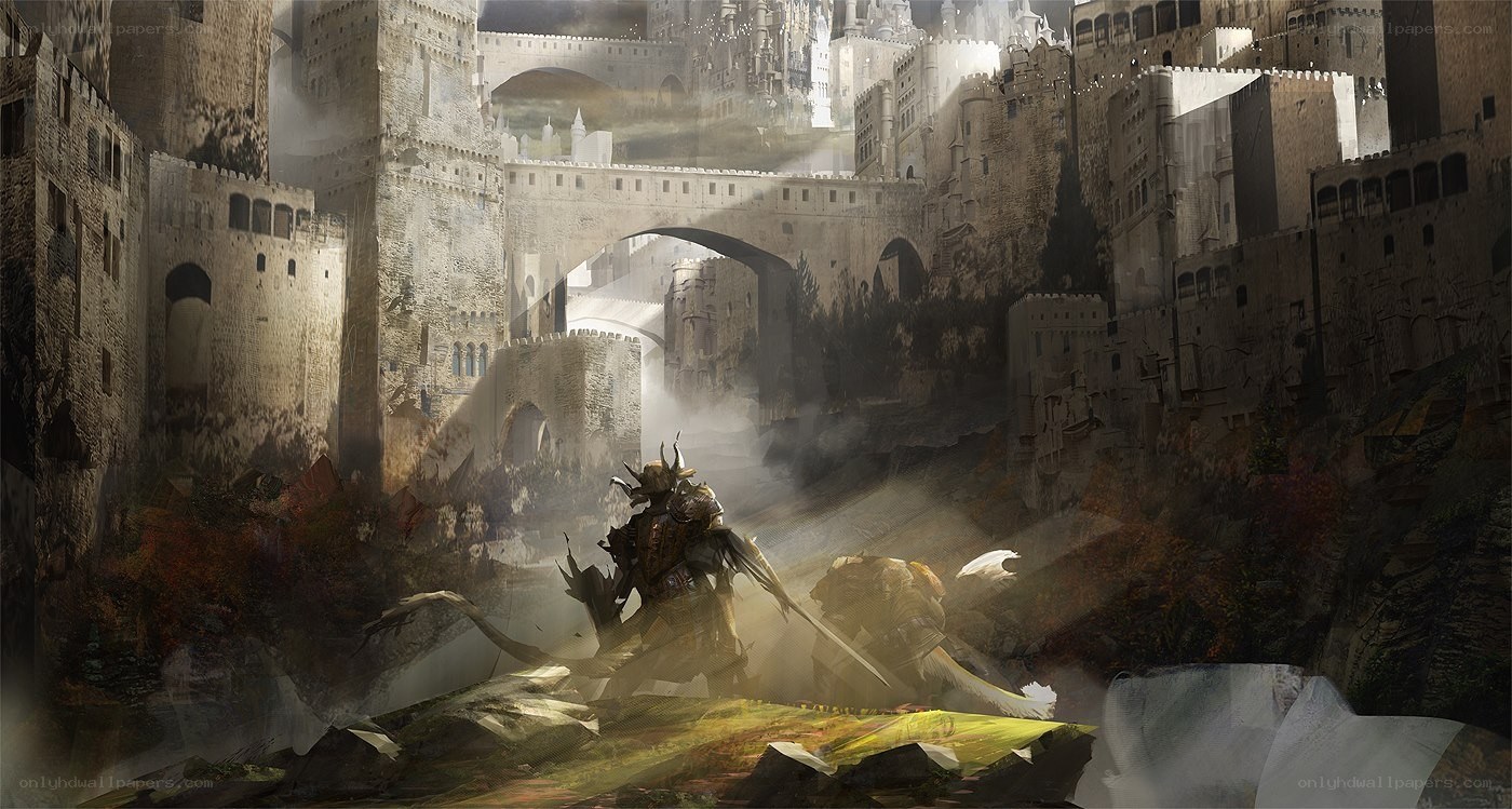 Knight in a ruined castle