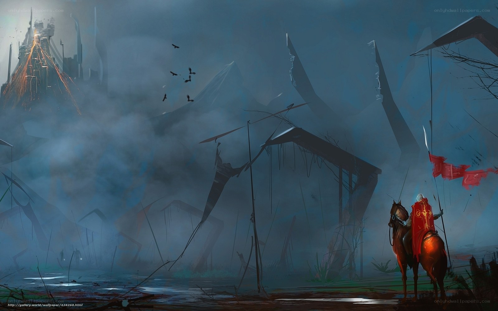 Knight in a ruined landscape