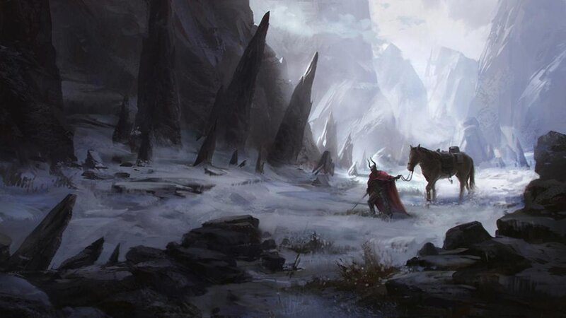 Knight in a snowy canyon