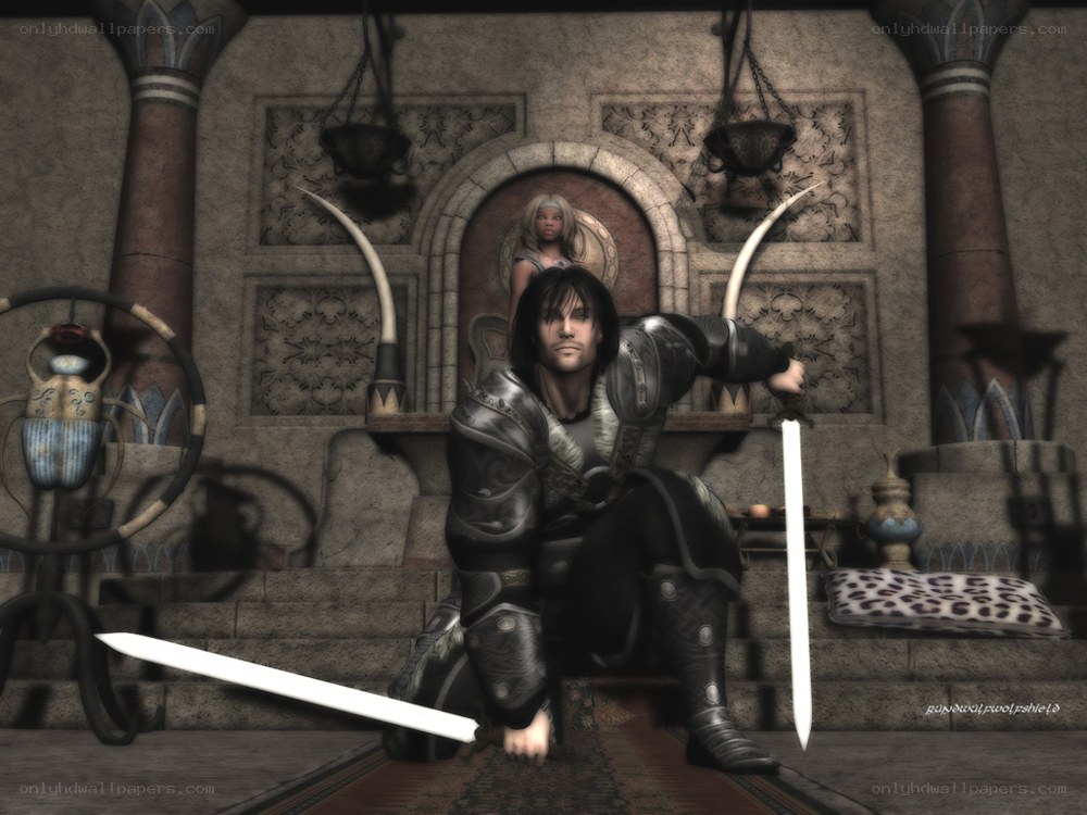 knight in ancient throne room