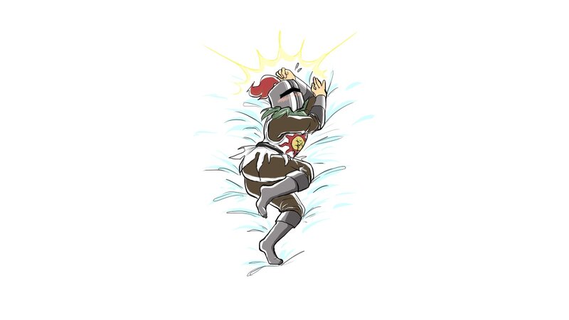 Knight in armor being struck