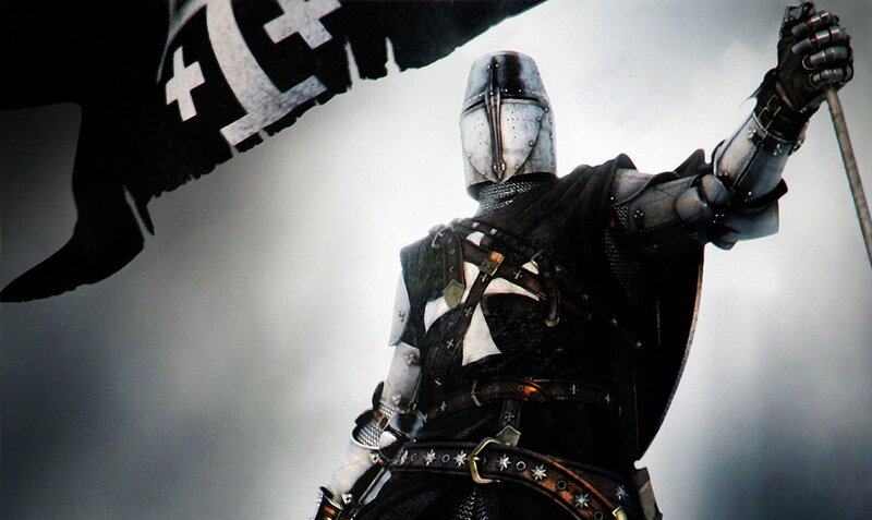 Knight in Armor — Black, Dramatic, 3d Render