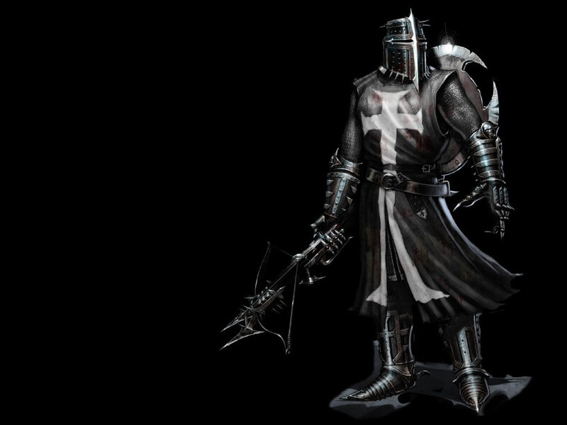 Knight in Armor — Black, Dramatic, Digital Art, Cross