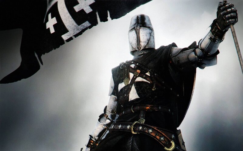 Knight in Armor — Black, Dramatic, Digital Art, Flag