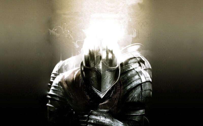 Knight in Armor — Black, Dramatic, Digital Art, Light