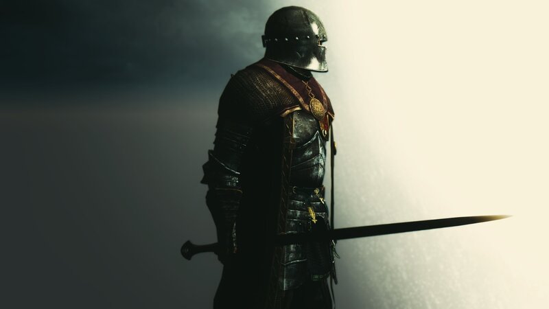 Knight in Armor — Black, Dramatic, Digital Art, Sword
