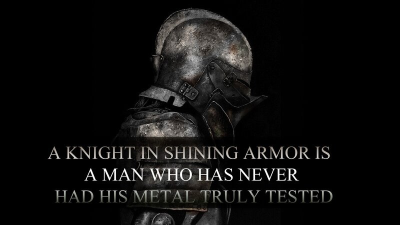 Knight in Armor — Black, Dramatic, Digital Art, Text
