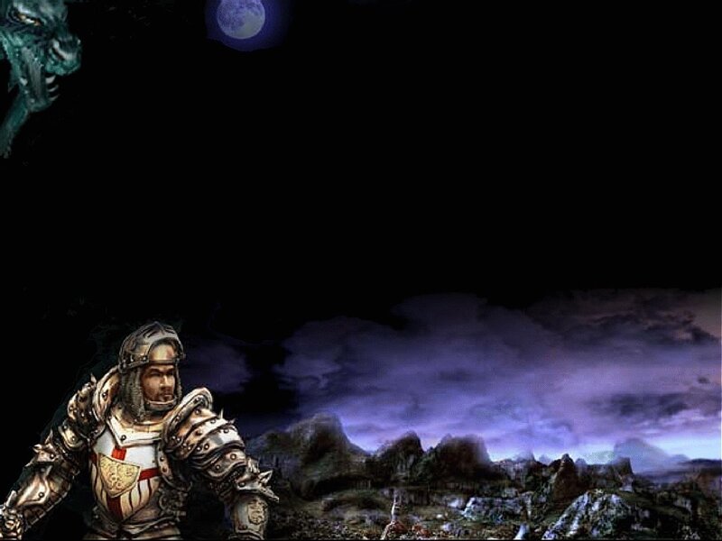 Knight in Armor — Black, Dramatic, Night, Digital Art, Dragon