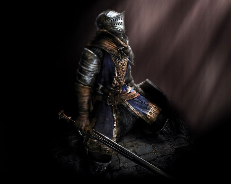 Knight in Armor — Black, Dramatic, Night, Digital Art, Sword, Shield, Gray