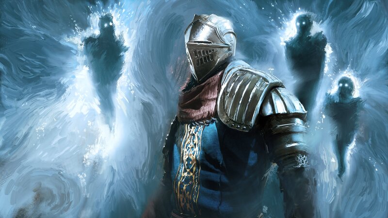Knight in Armor — Blue, Dramatic, Digital Art, Ghosts