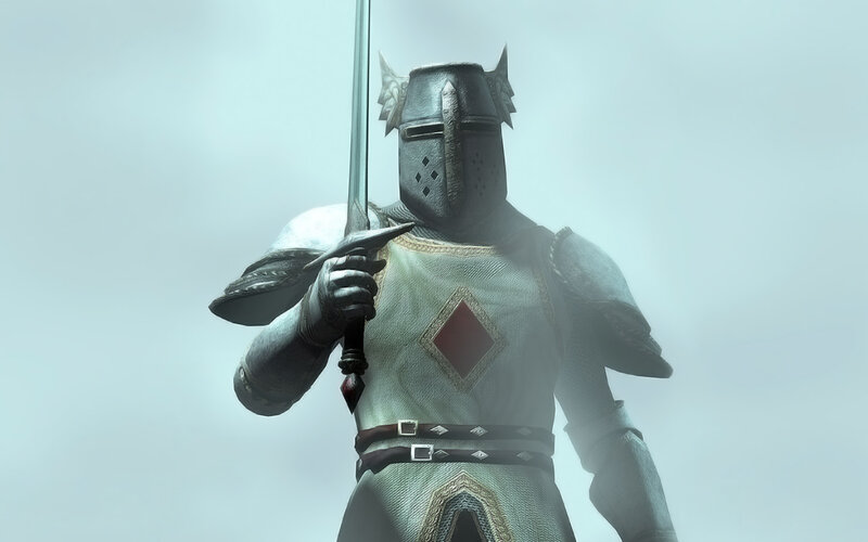 Knight in Armor — Gray, Dramatic, 3d Render, Sword