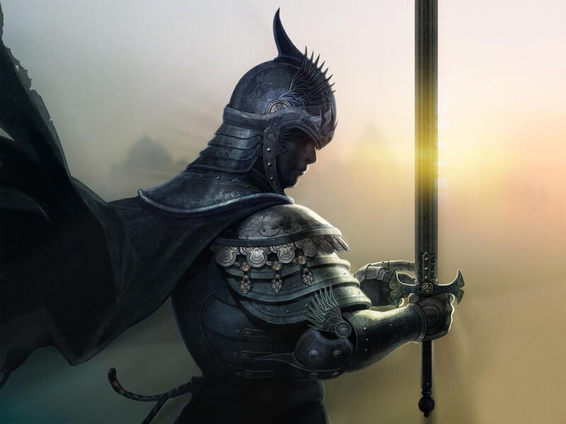 Knight in Armor — Gray, Dramatic, Sunrise