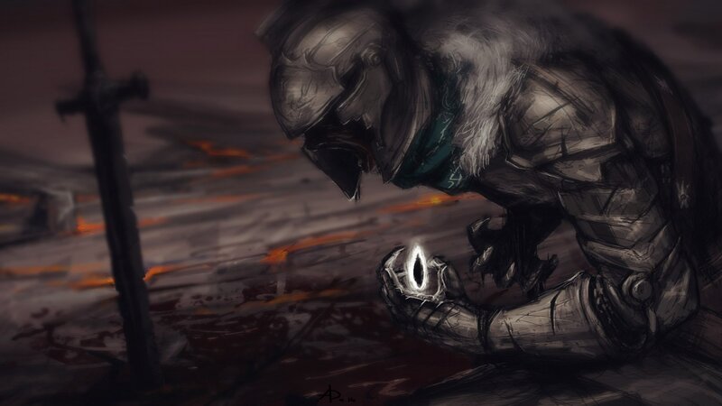 Knight in Armor Kneeling — Gray