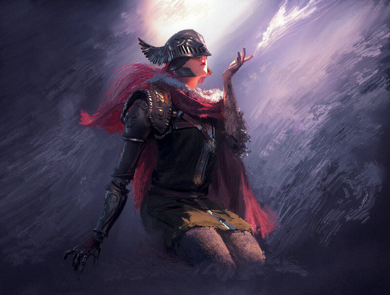 Knight in Armor Kneeling — Purple