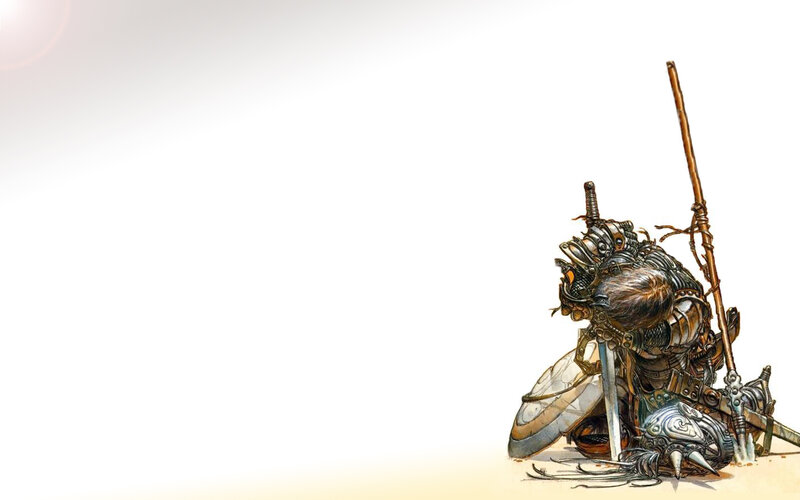 Knight in Armor Kneeling — White