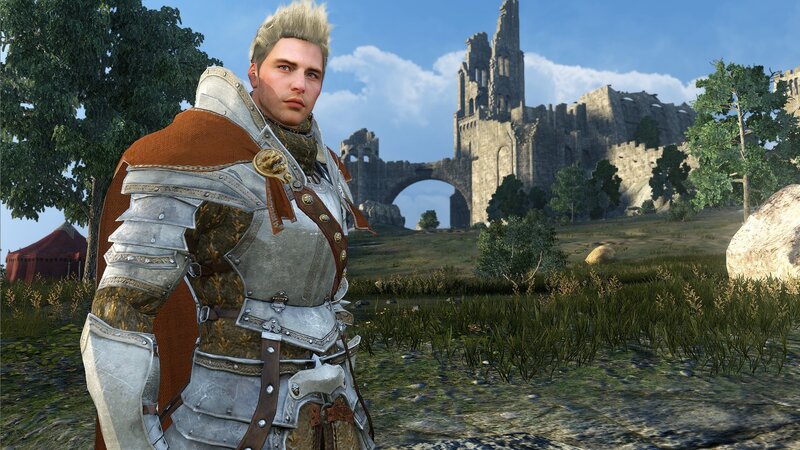 knight in armor near ruins