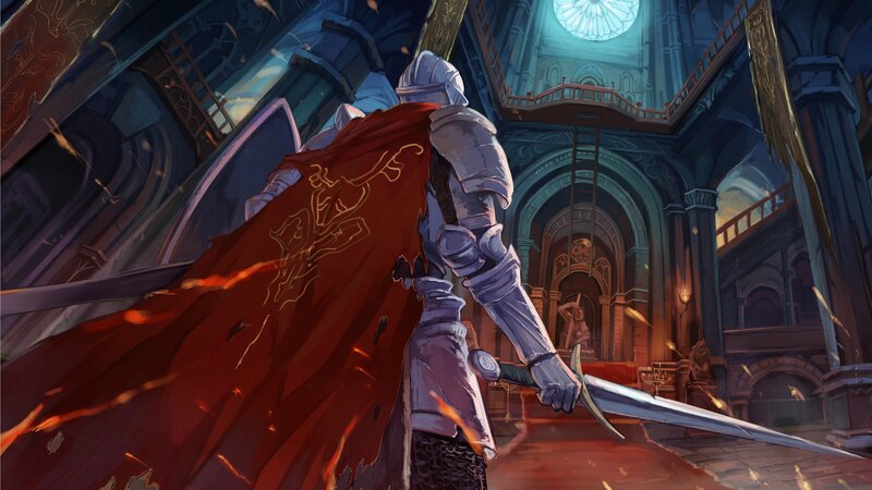 Knight in Armor — Red, Dramatic, Digital Art