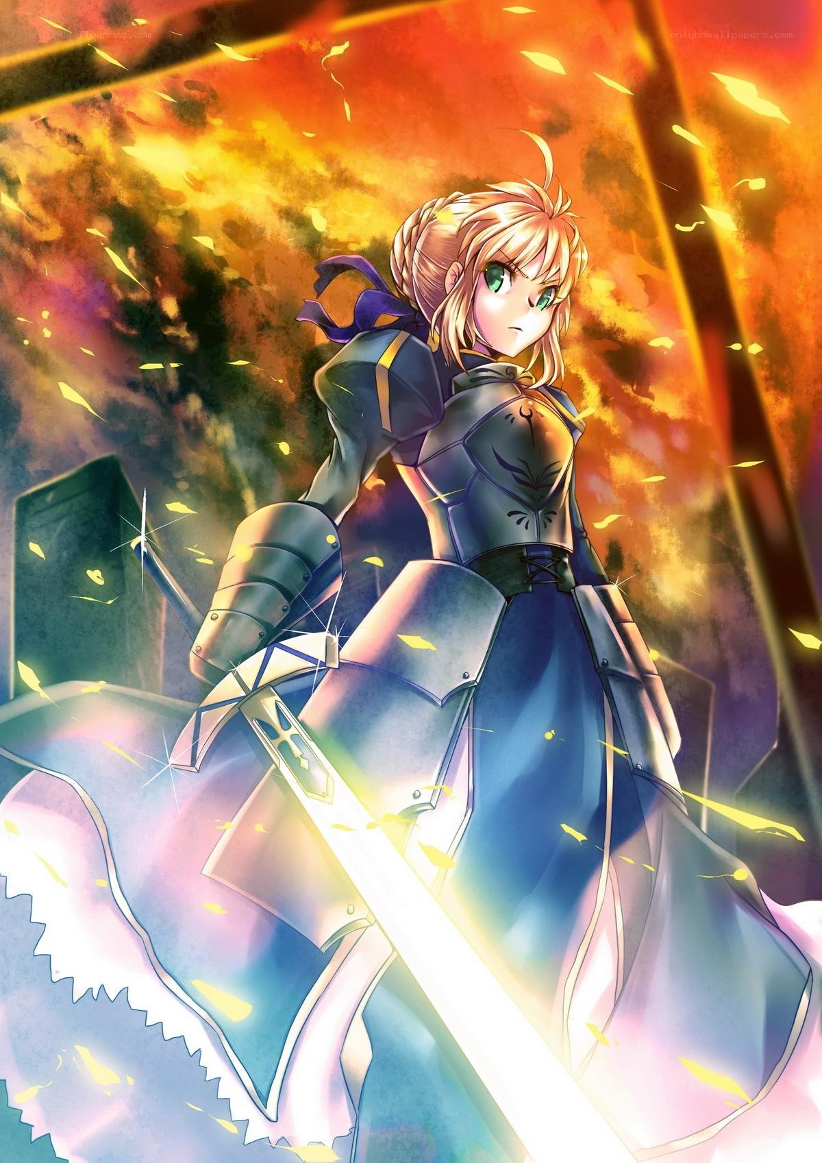 Knight in armor with glowing sword