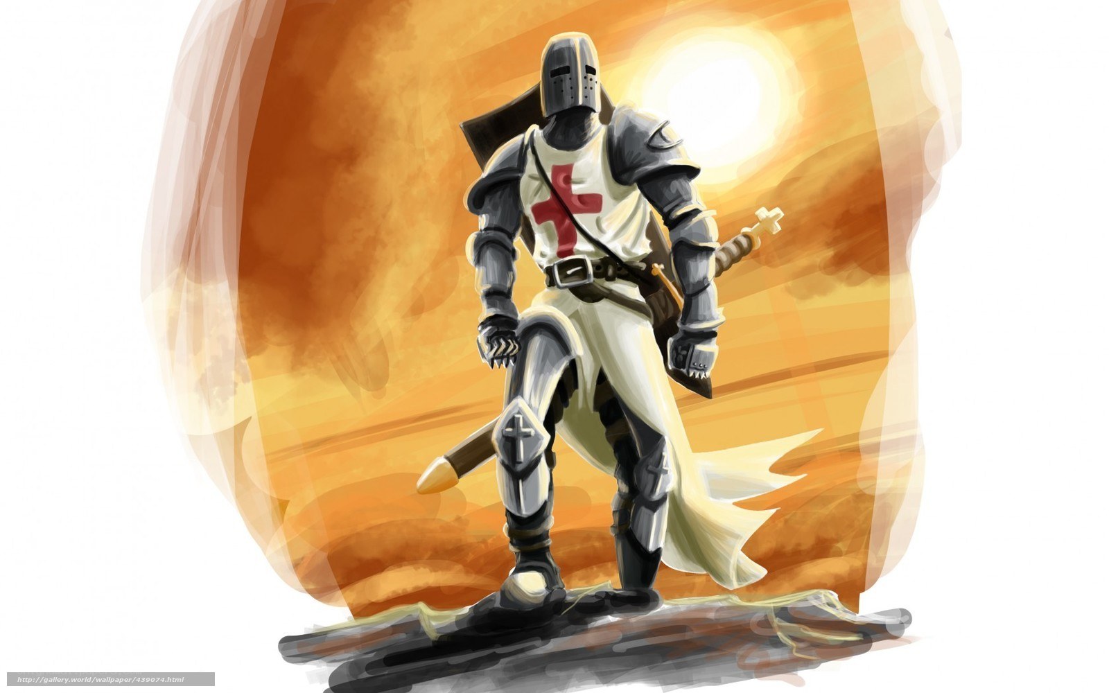Knight in armor with red cross