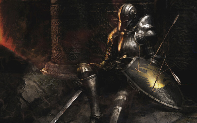 Knight in armor with shield