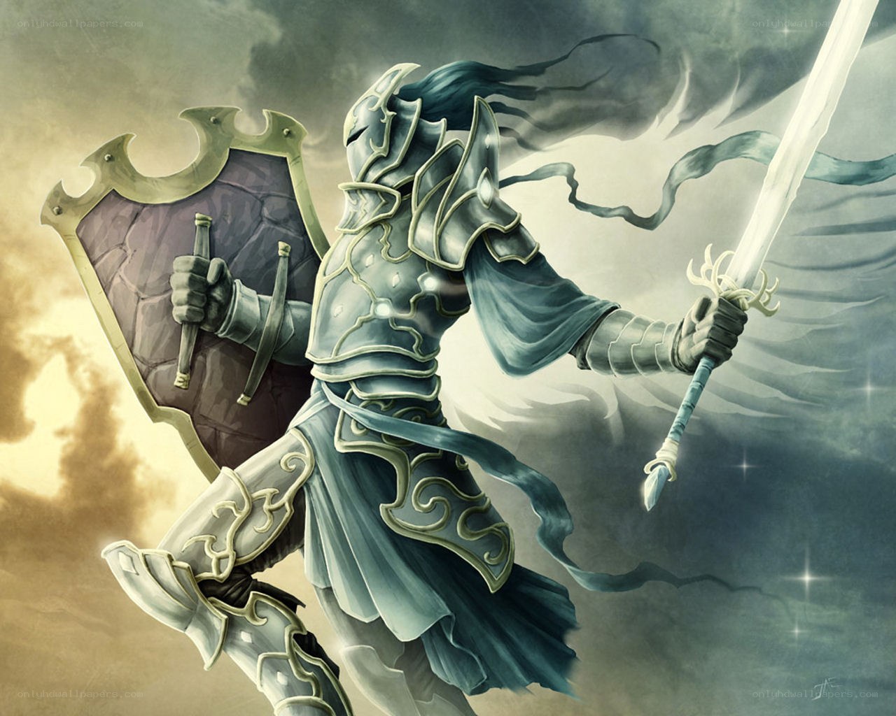 Knight in armor with sword