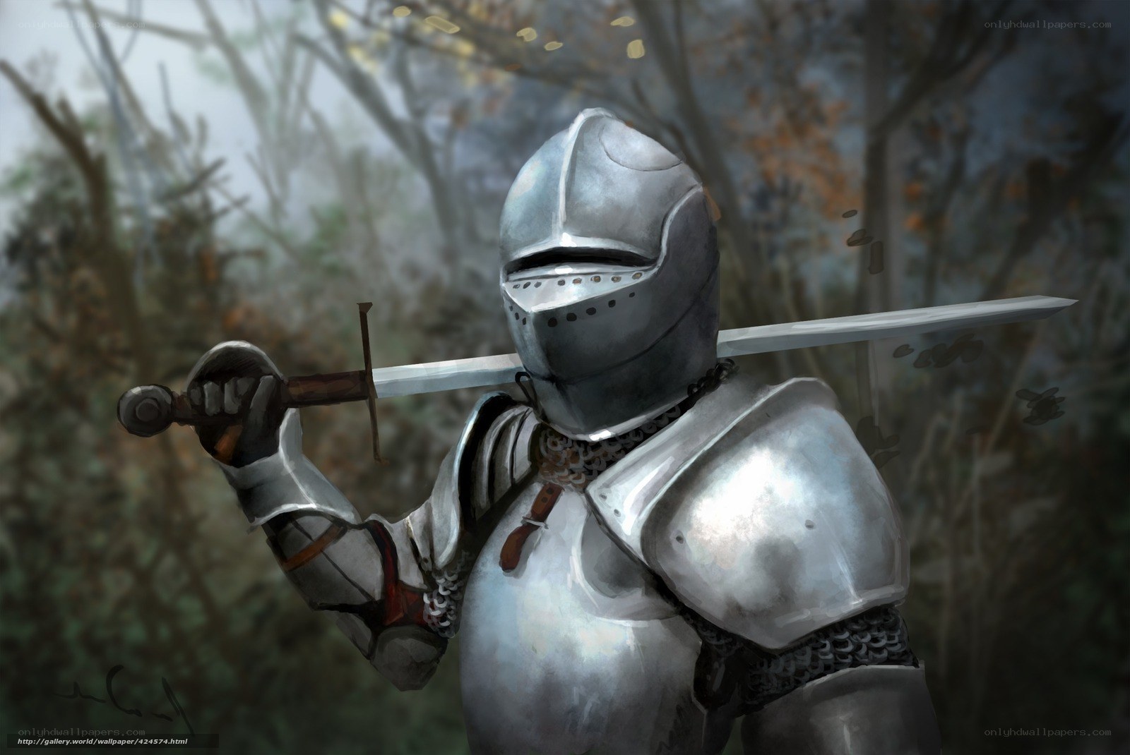 Knight in armor with sword