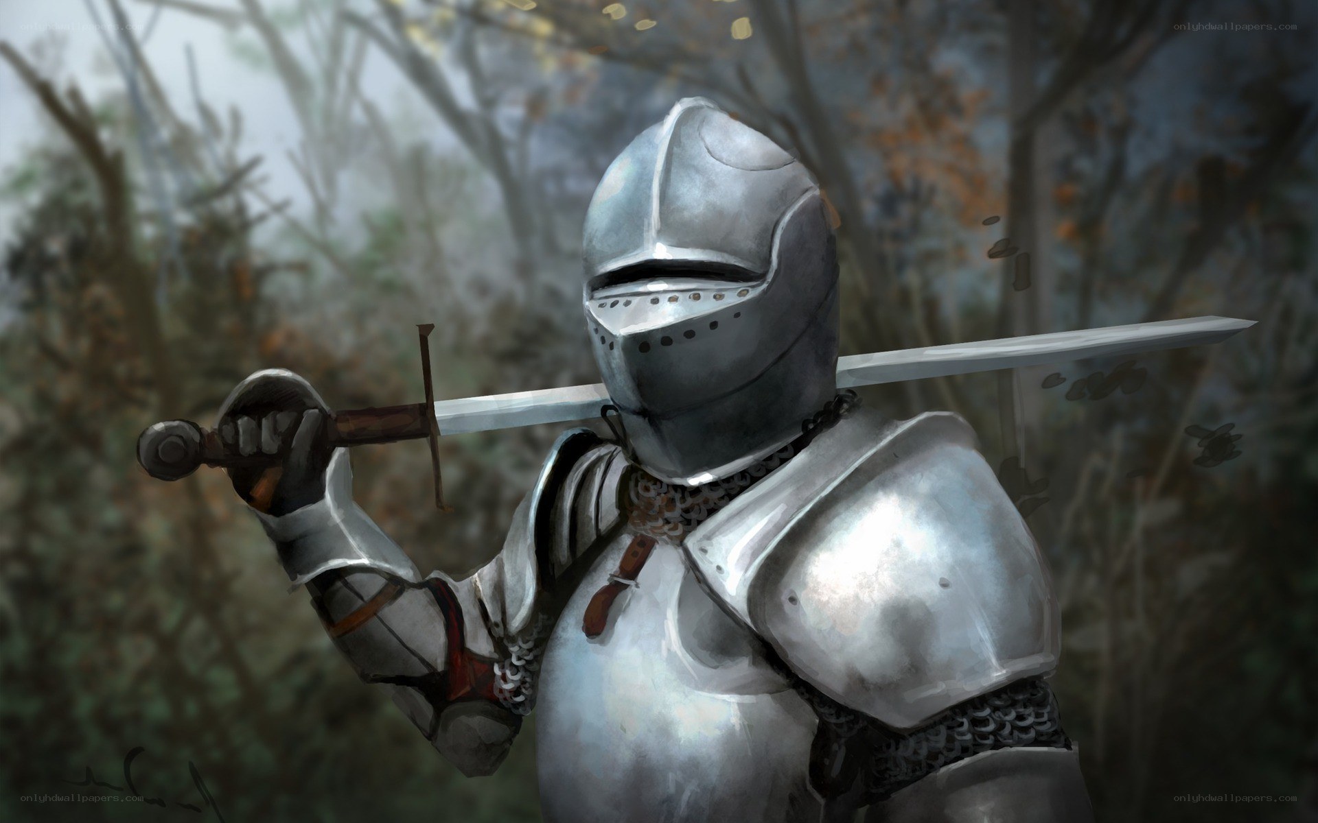 Knight in armor with sword
