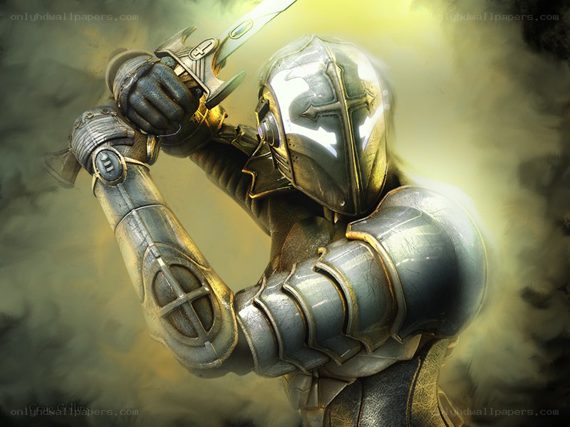 Knight in armor with sword