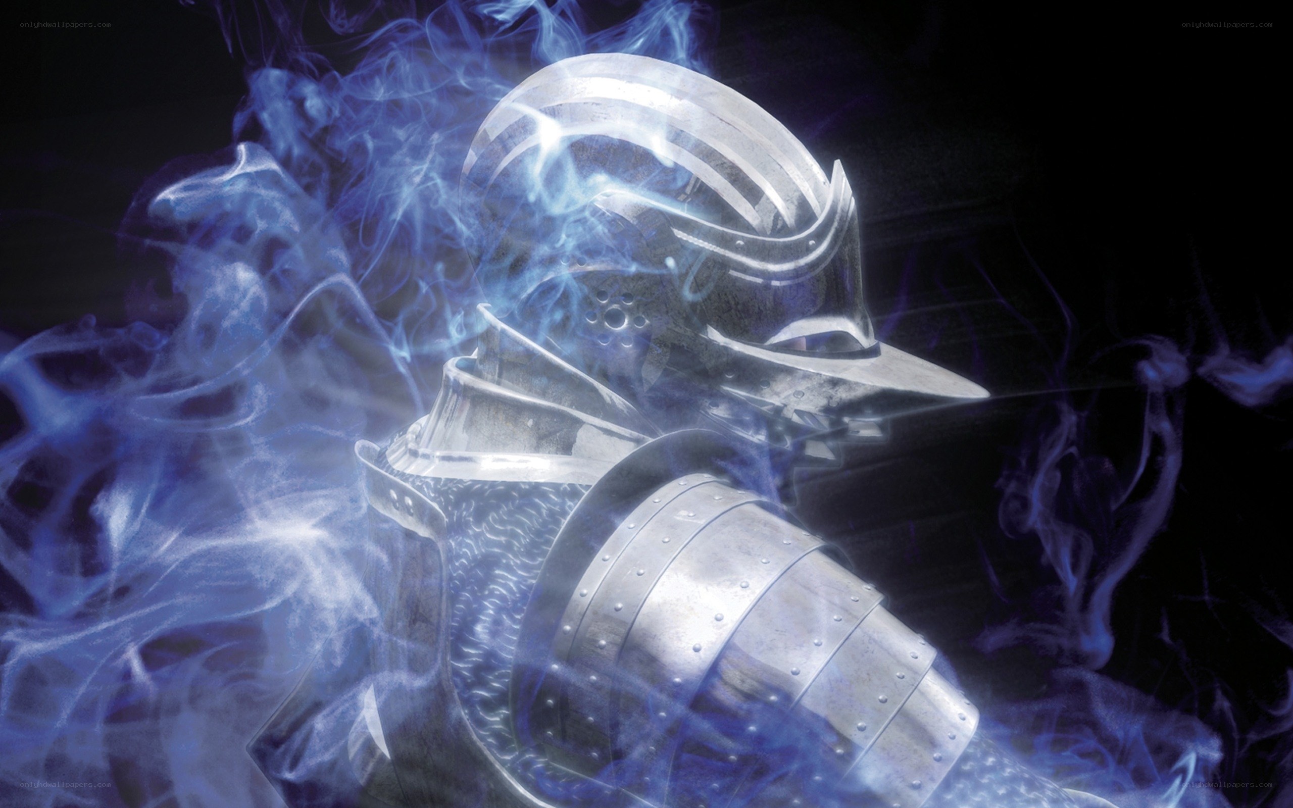 Knight in blue smoke