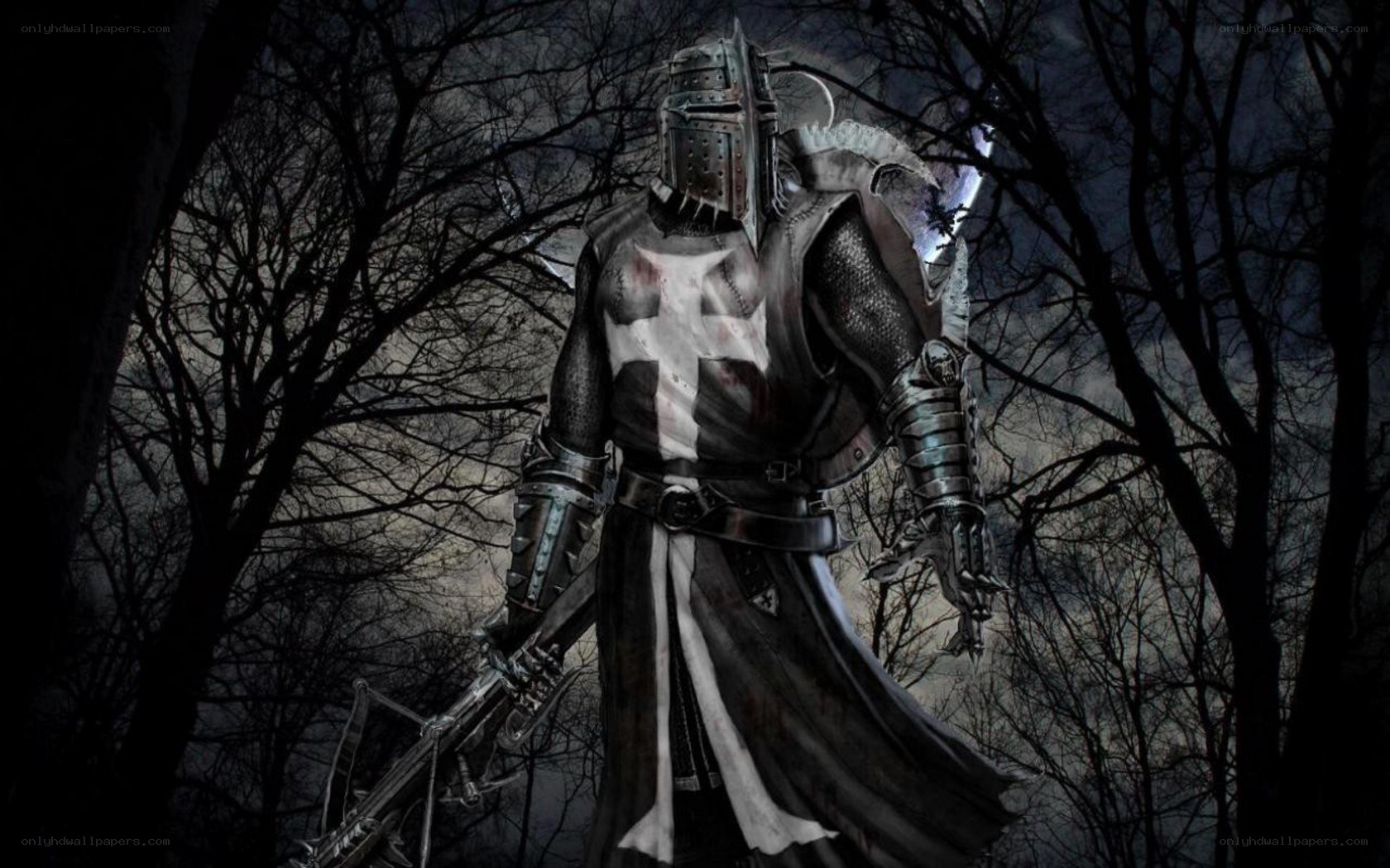 Knight in dark forest