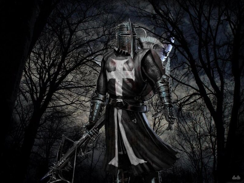 Knight in dark forest