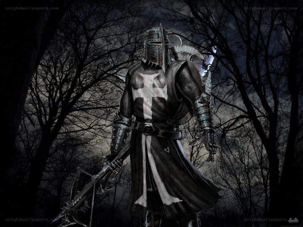 Knight in dark forest