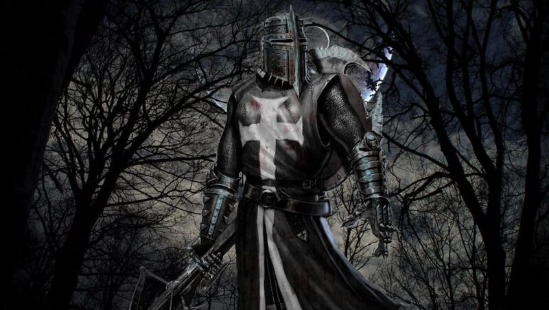Knight in dark forest