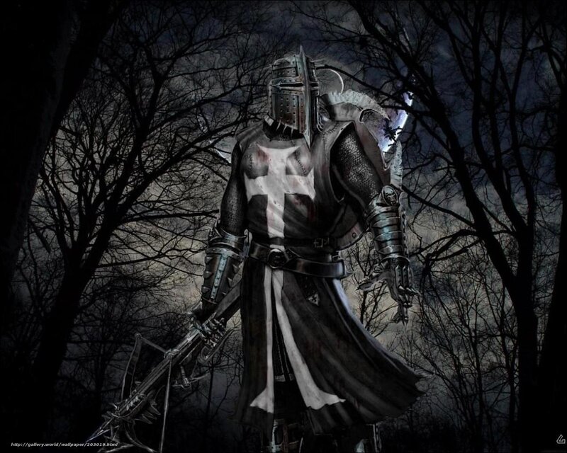 Knight in dark forest
