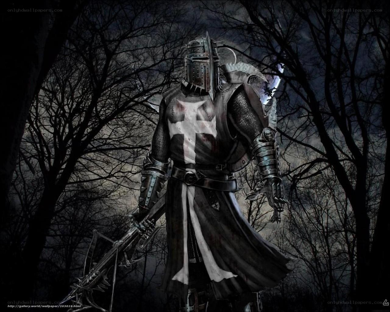 Knight in dark forest