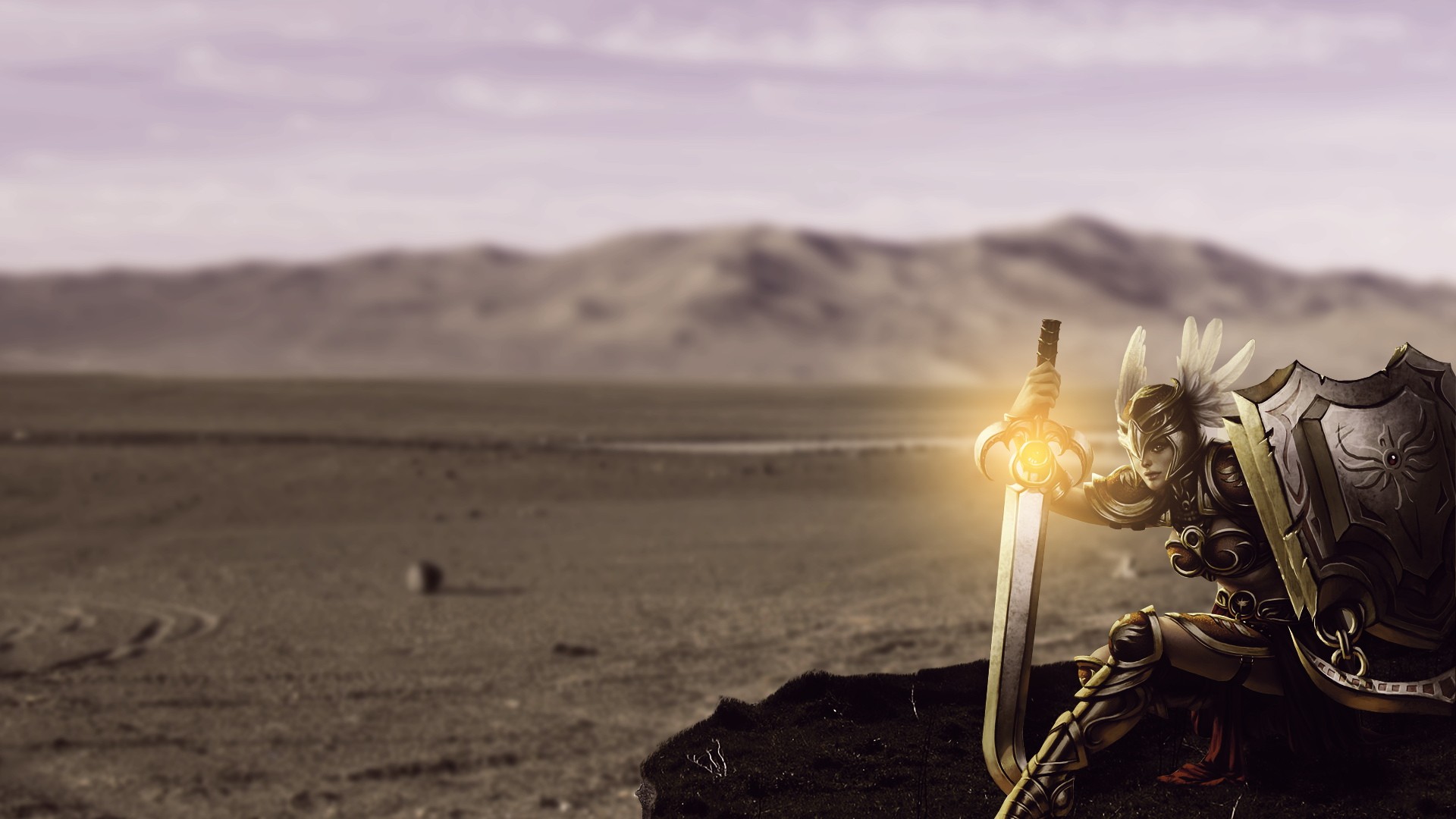knight in desert landscape
