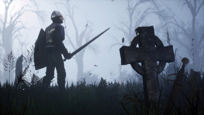 Knight in Foggy Graveyard