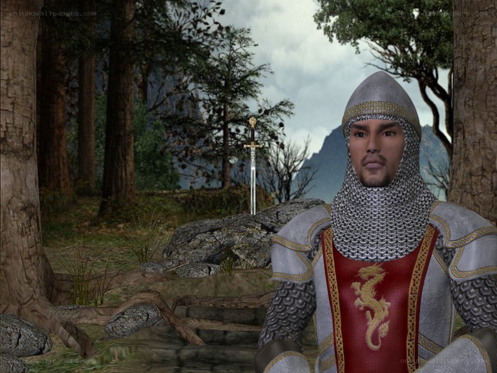 knight in forest with sword