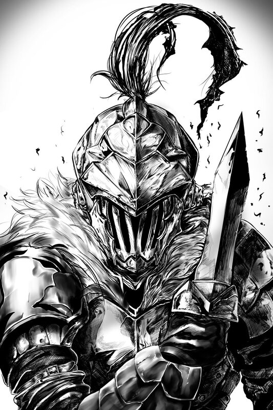 Knight in Full Armor — Black, Dramatic, Manga