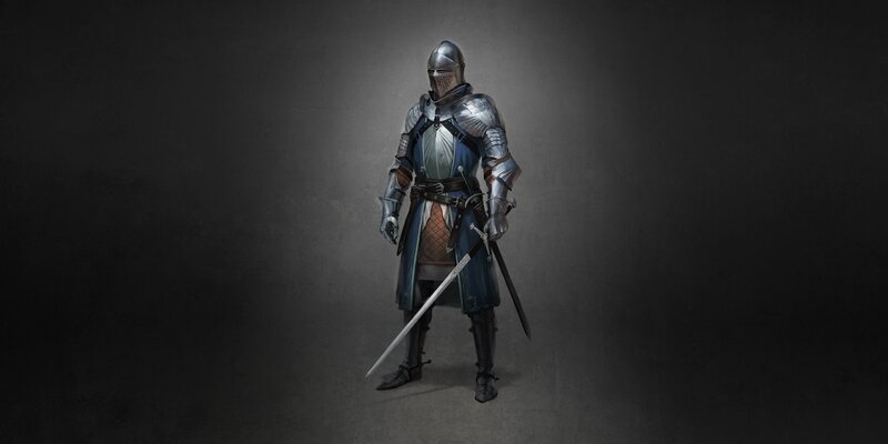 Knight in Full Armor — Gray, Dramatic, Digital Art